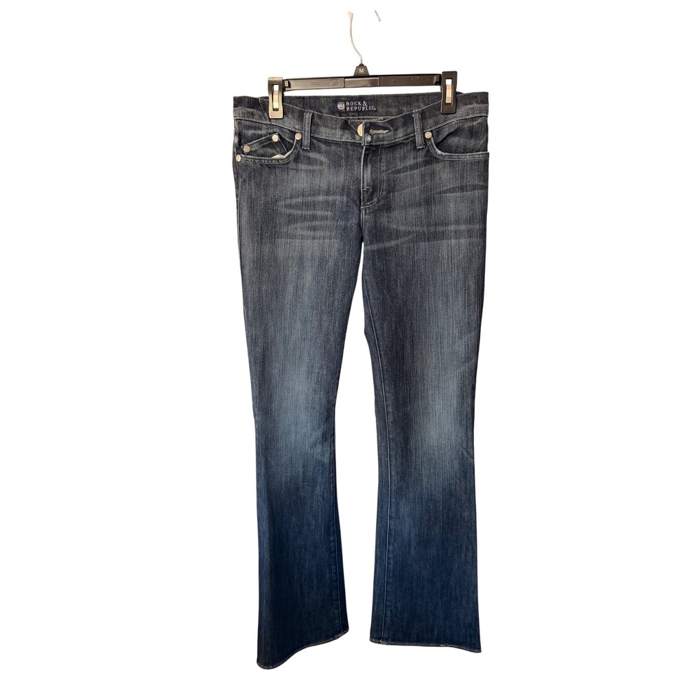 Rock‎ & Republic Nirvana Bootcut Jeans Dark Wash Low Rise Size 28 NVANEBUWJ08